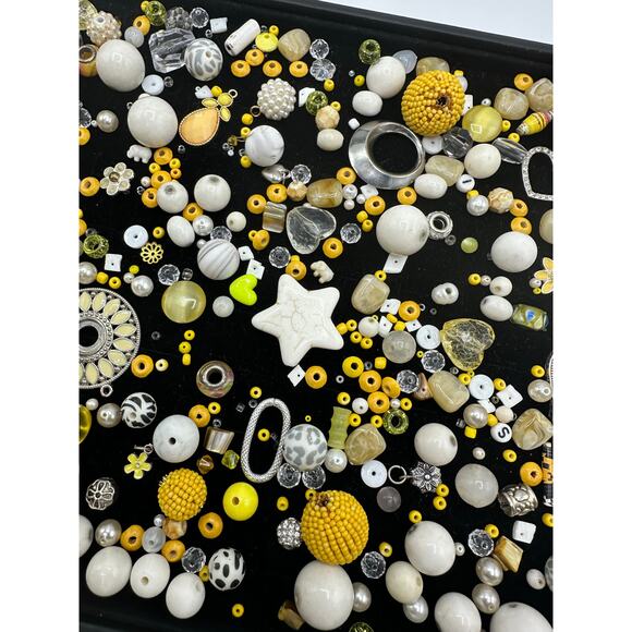 Vintage To Modern Bead Soup Mix Yellow White Silicone Metal Glass Acrylic - Picture 4 of 5